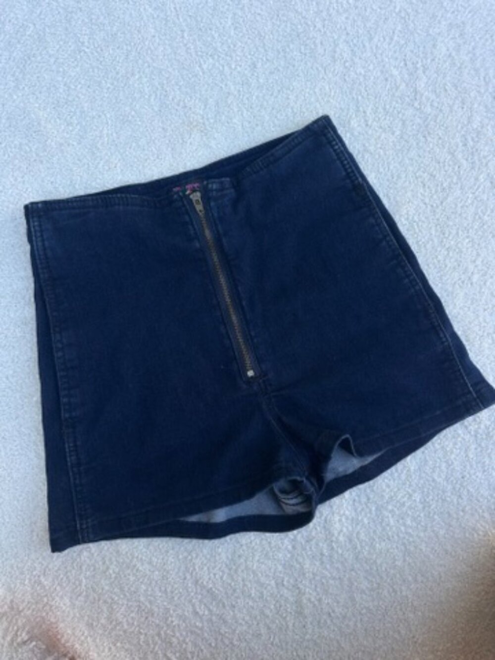 Pure Hype High Waist Dark Wash Denim Shorts Front Zip - Size 8/XS